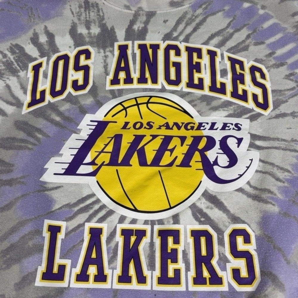 Los Angeles Lakers Tie Dye Sweatshirt Small Purple Grey Crewneck NBA‎ Basketball